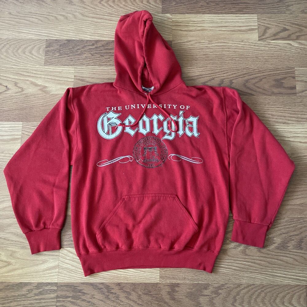 Vintage Rare 90s Univ Of Georgia Hoodie State Seal Of GA Large made in USA TNT